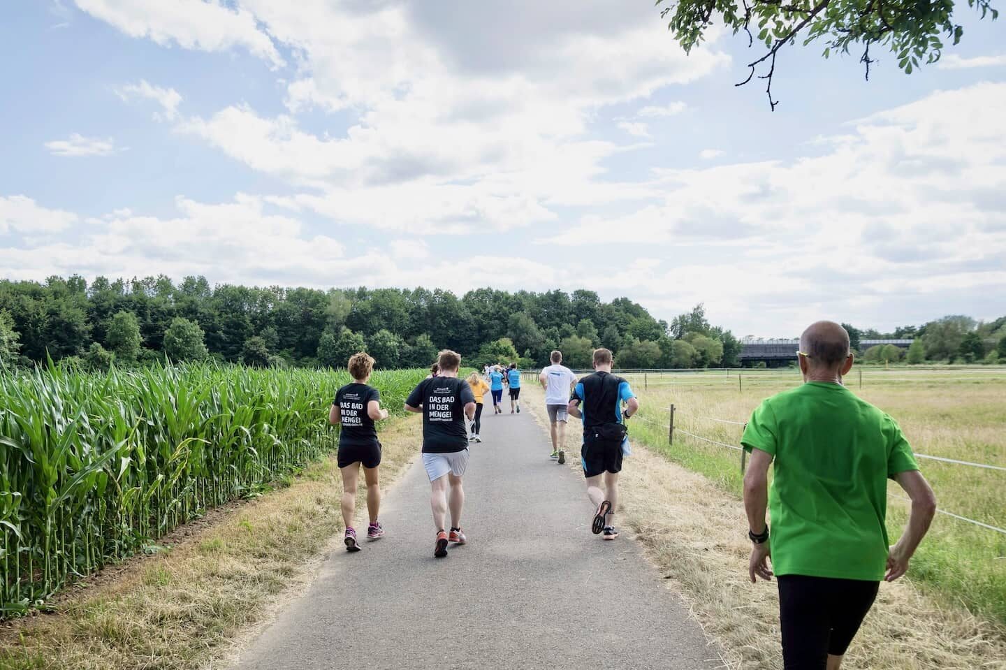 Läuferinnen und Läufer laufen in der Hennefer Siegaue